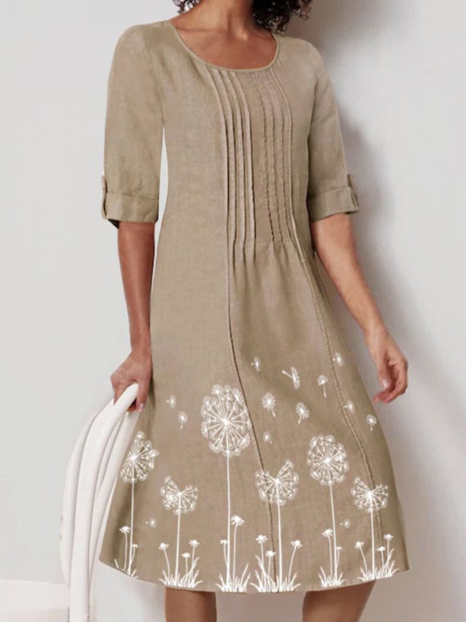 Loose Casual Crew Neck Dandelion Dress