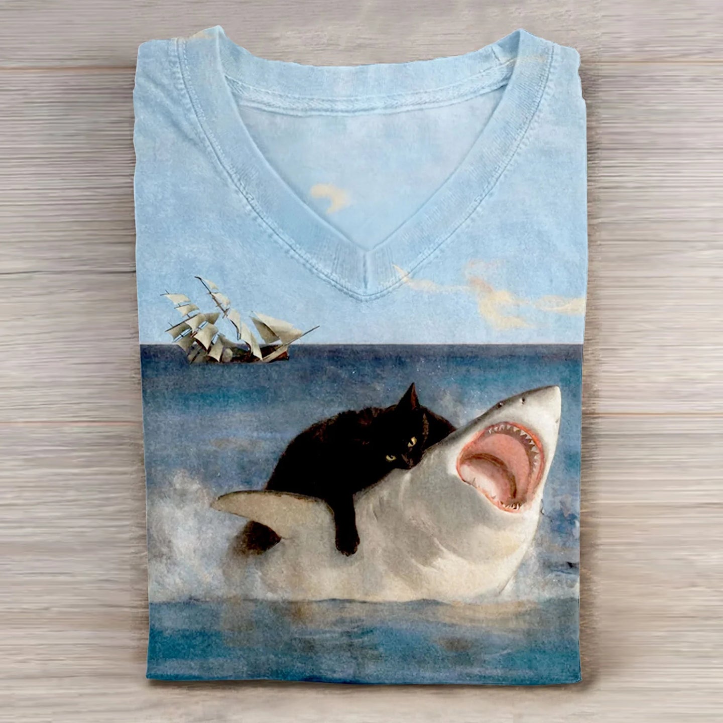 Women's Funny Black Cat Print Casual Short Sleeve T-Shirt elevenforest