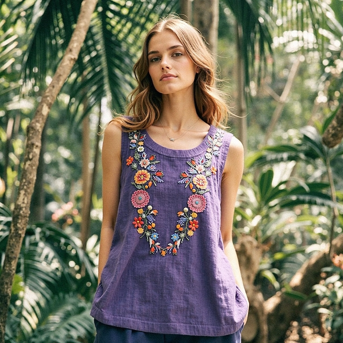 Women's Bohemian Floral Print Cozy Top artswardrobe
