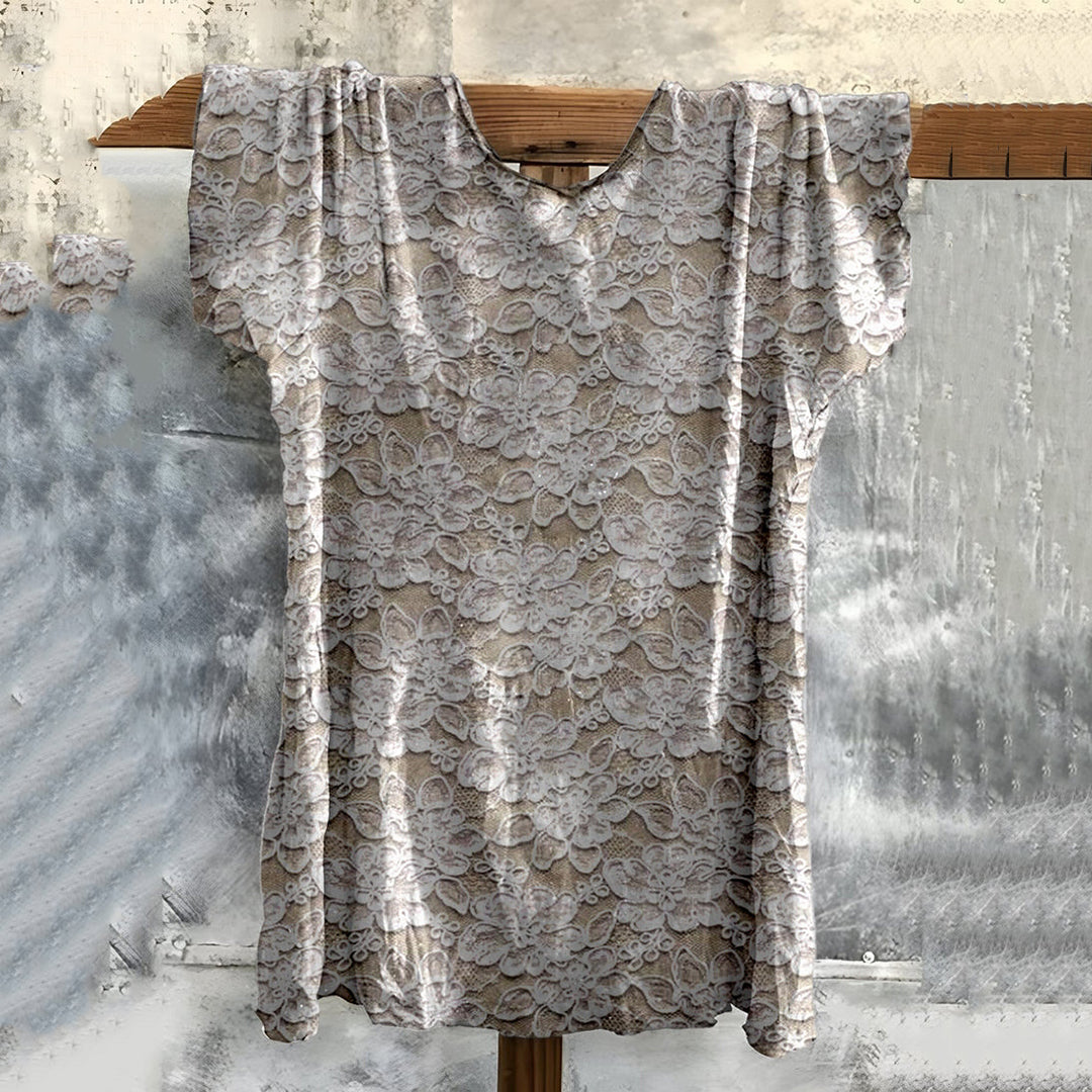Vintage Hollow Lace Floral Cotton T-shirt artswardrobe