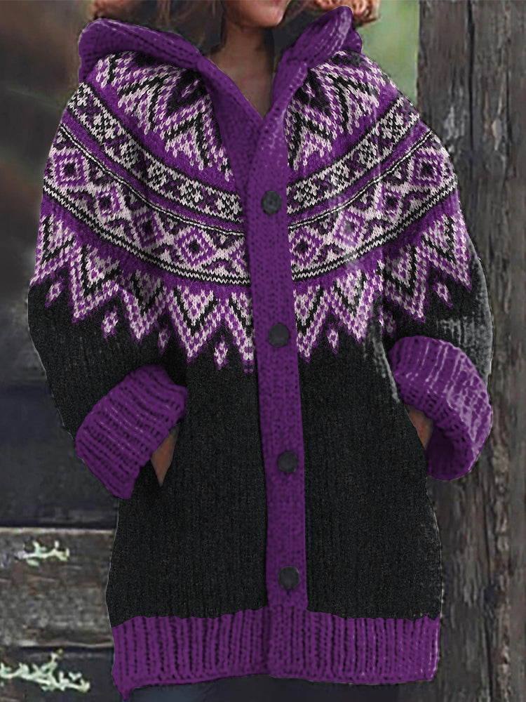 Women's Fairman Pattern Contrast Sweater Cardigan artswardrobe