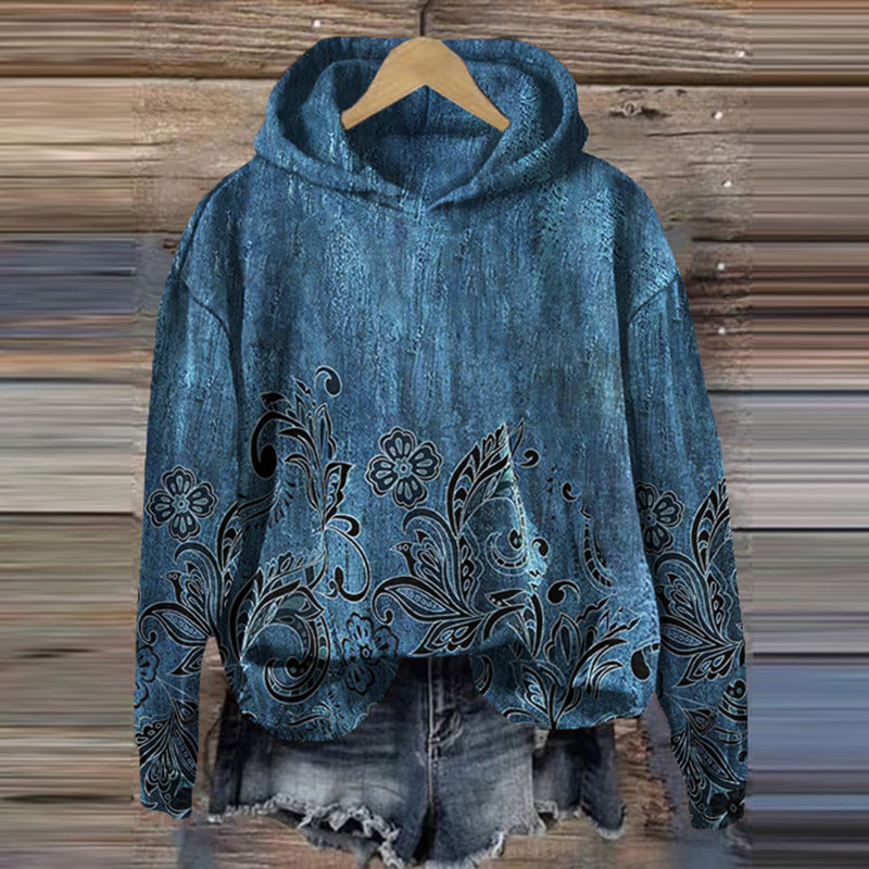 Comstylish Vintage Distressed Ethnic Pattern Casual Hoodie