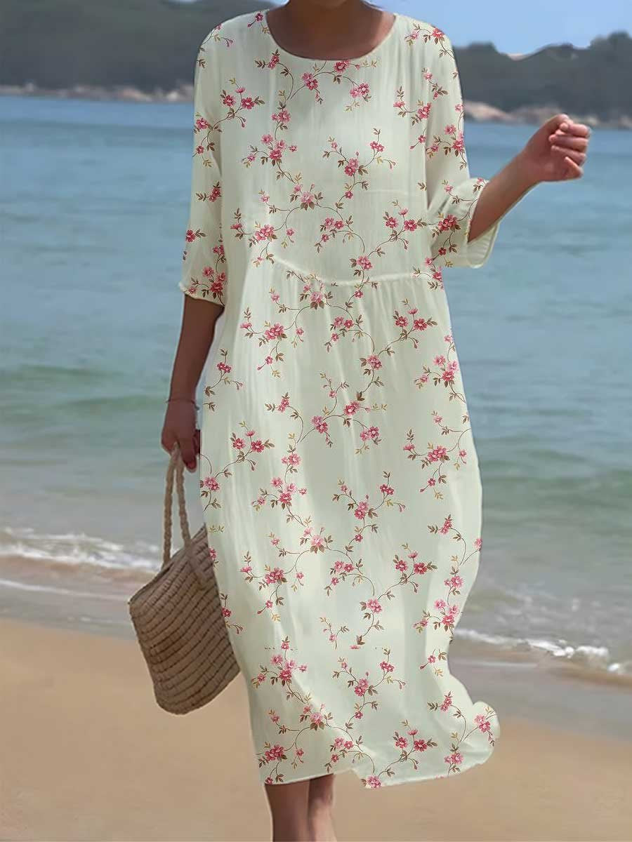 Women's Elegant Beach Resort Floral Pattern Flowing Dress