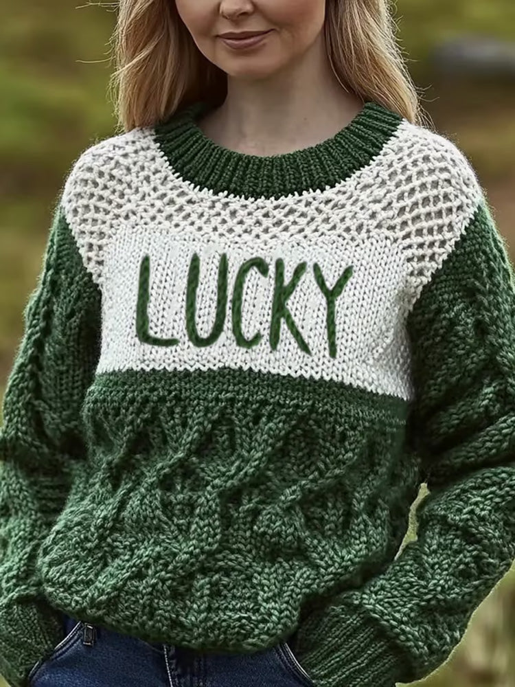 Women's Retro St. Patrick's Day Knitted Sweater artswardrobe