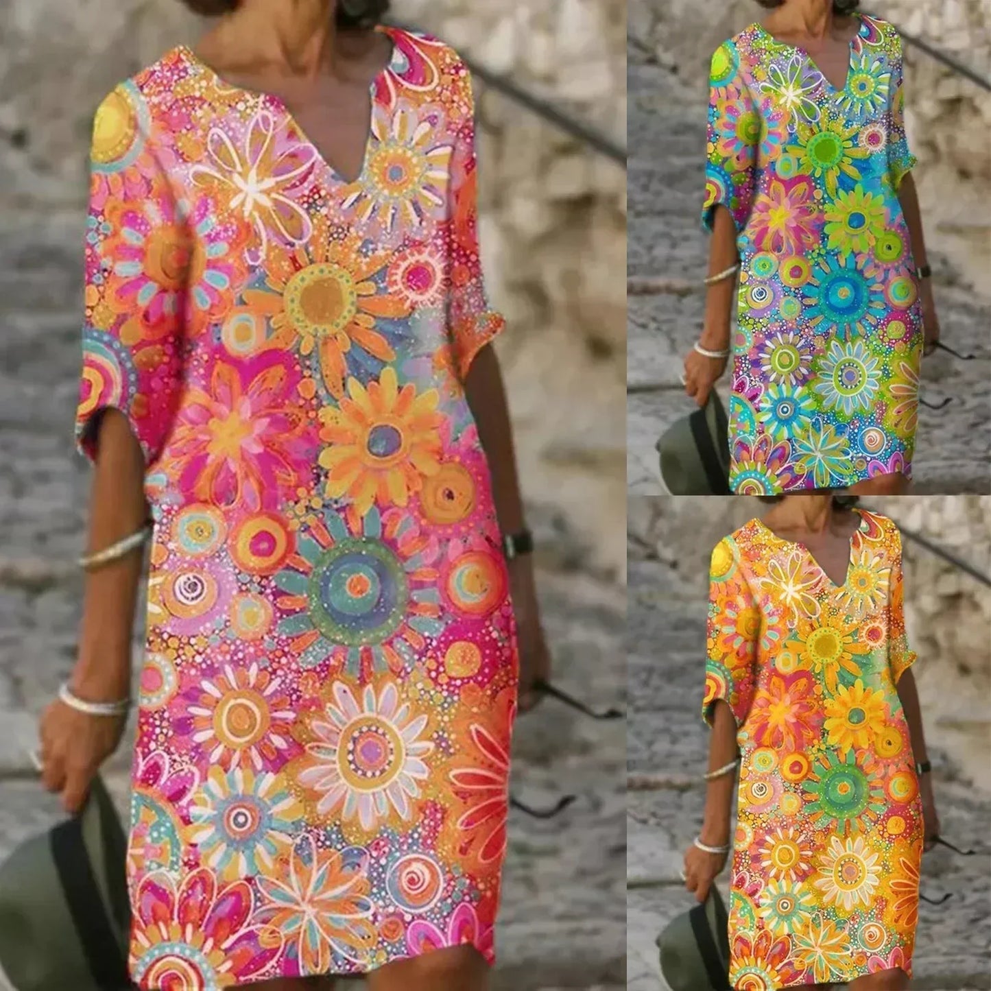 AS | Midi šaty s výstřihem do V a květinovým vzorem