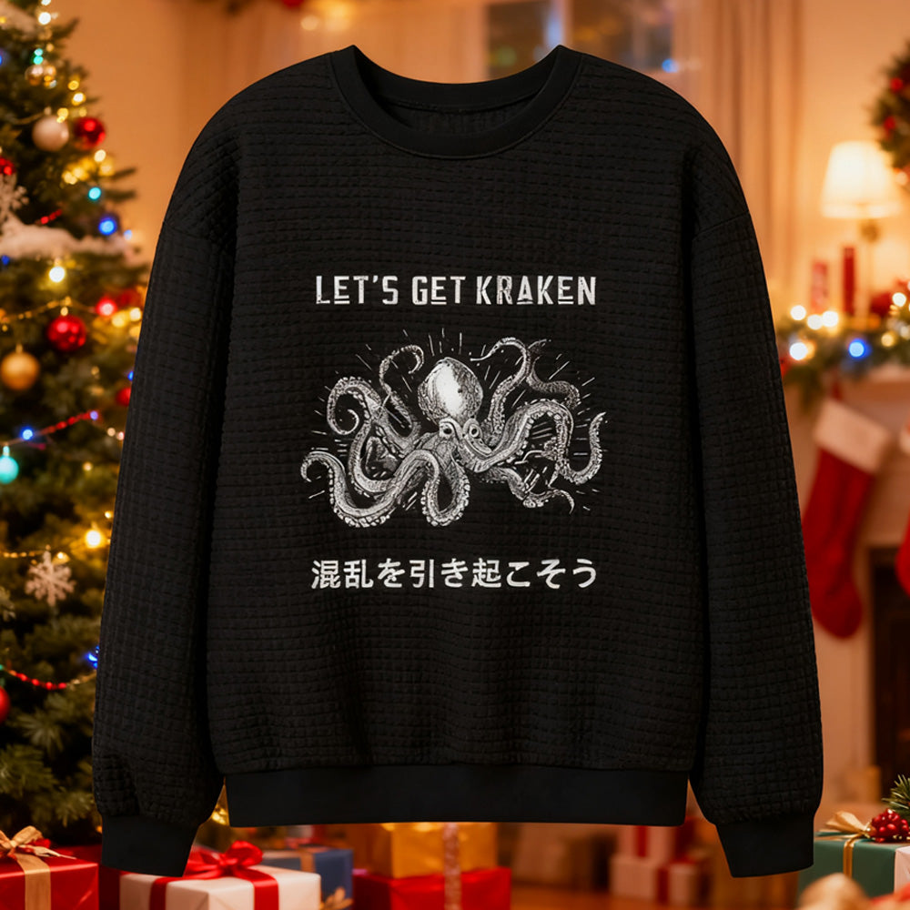 Comstylish Funny Octopus:let’s Get Kraken Waffle Sweatshirt