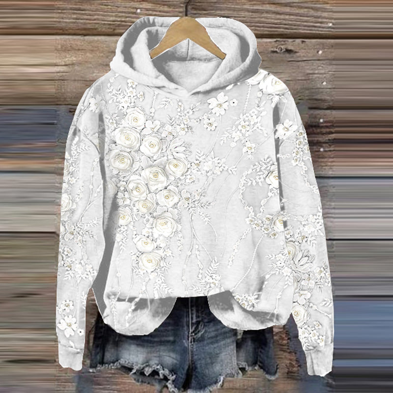 Comstylish Vintage Embroidery Floral Casual Hoodie