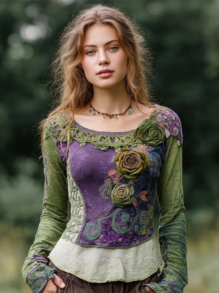 Vintage Gradient Rose Art Women's Long Sleeve Shirt artswardrobe