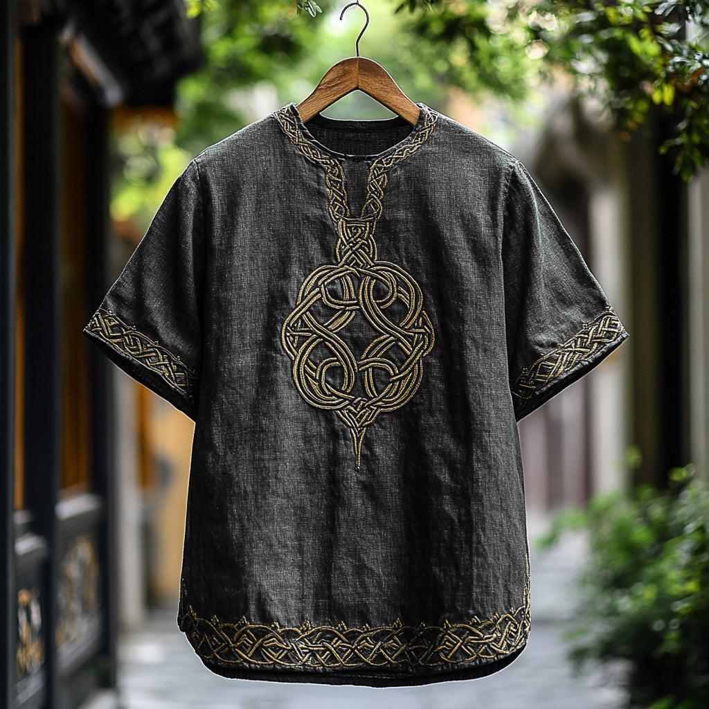Men's Viking Celtic Knot Art Linen T-shirt artswardrobe