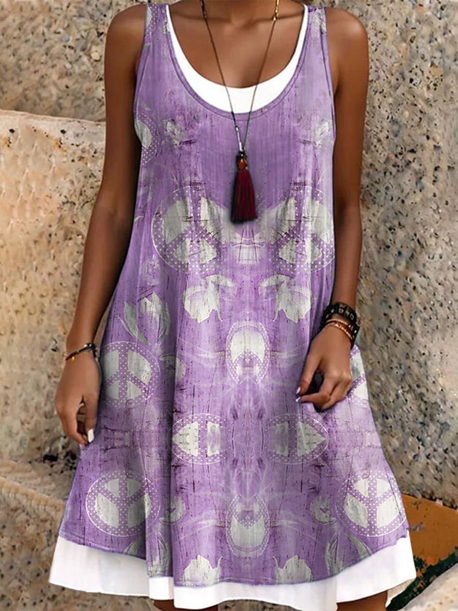 Women's Floral Hippie Pattern Art Print Dresses