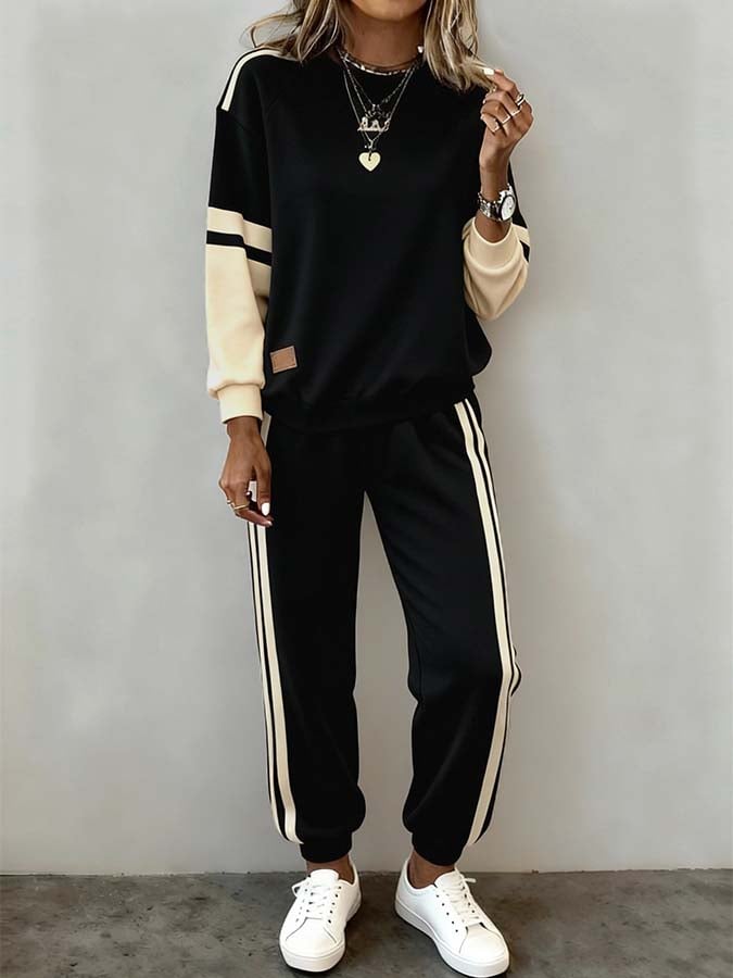 Women'S Casual Contrast Pants Suit