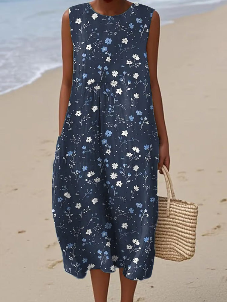 Comstylish Women's Vintage Floral Print Dress