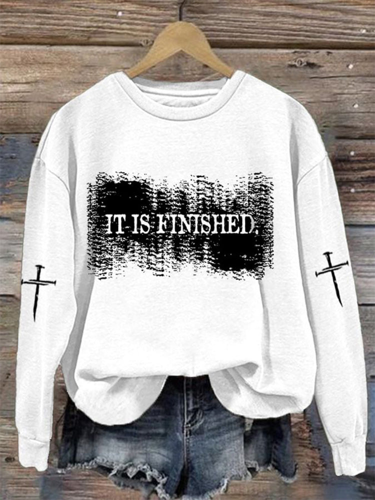 Comstylish Women's It Is Finished Christian Print Casuasl Sweatshirt