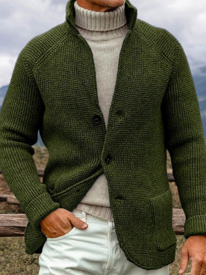 Men's Vintage Solid Color Cozy Sweater Cardigan artswardrobe