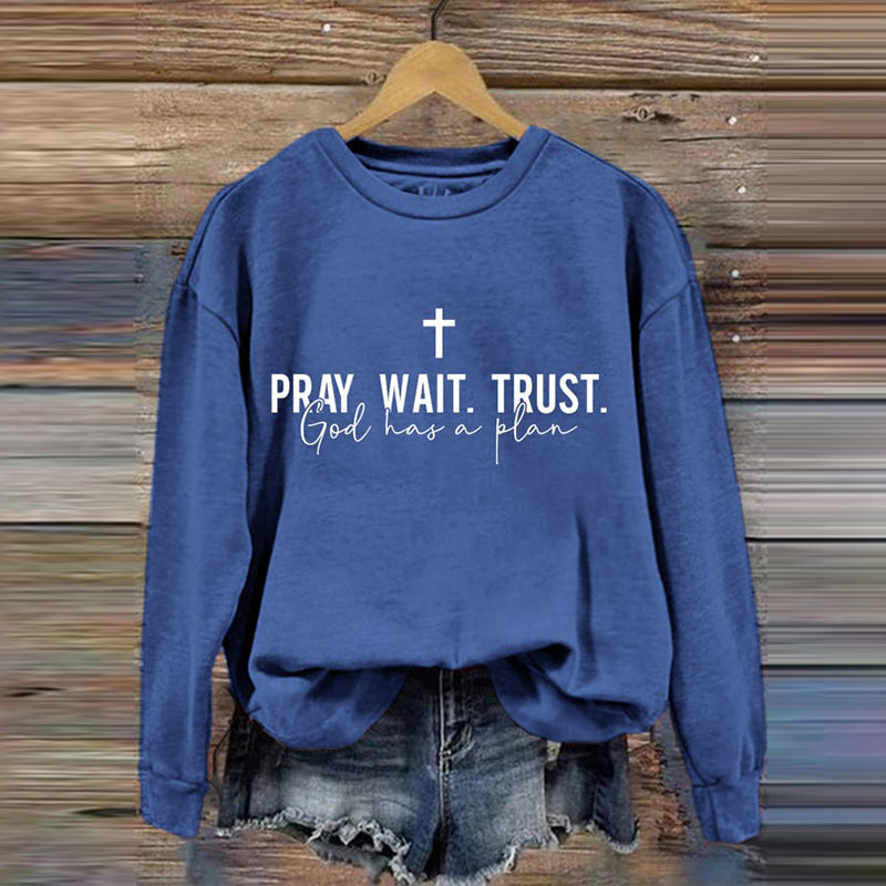 Comstylish Women's Pray Wait Trust Print Sweatshirt