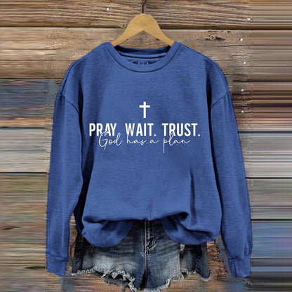 Comstylish Women's Pray Wait Trust Print Sweatshirt