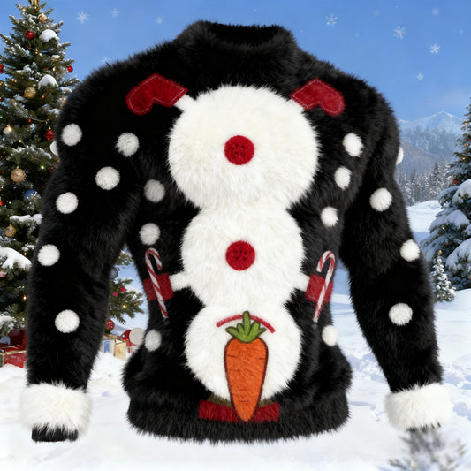 Comstylish Men's Christmas Snowman Pattern Plush Sweatshirt
