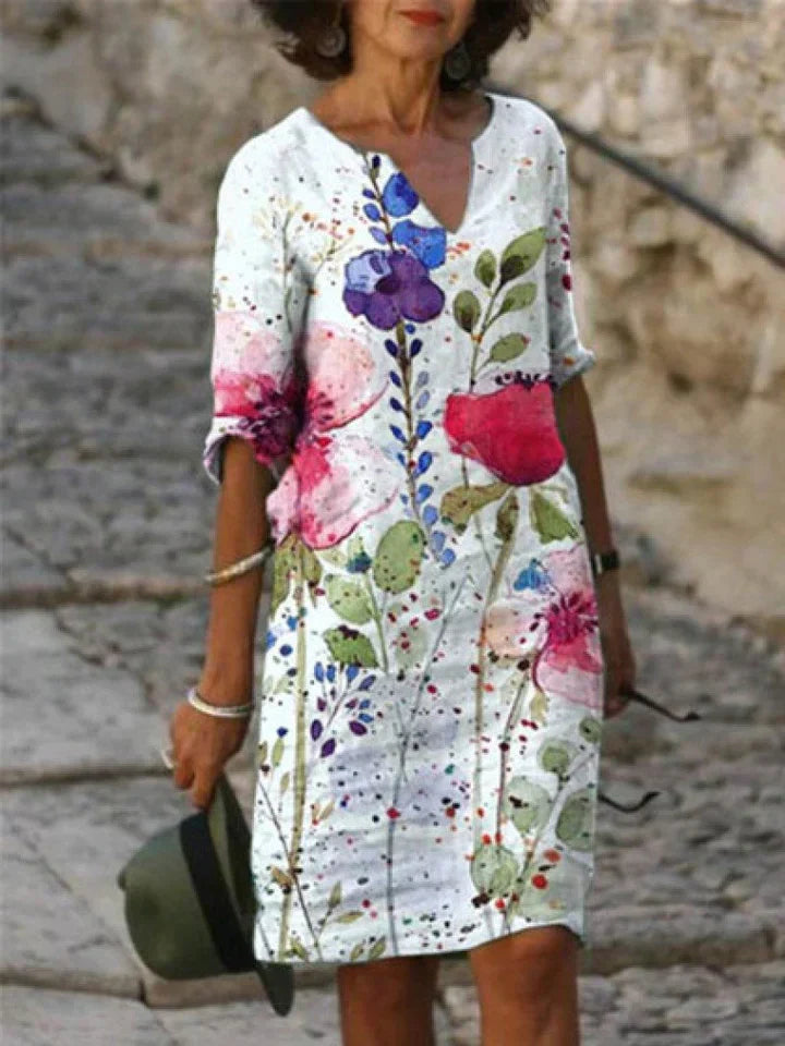 AS | Midi šaty s potiskem a výstřihem do V