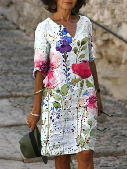 AS | Midi šaty s potiskem a výstřihem do V