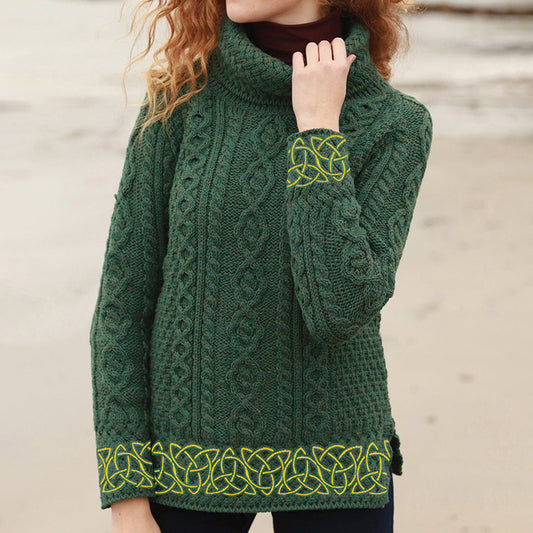 Celtic Trinity Knot Turtleneck Aran Sweater elevenforest