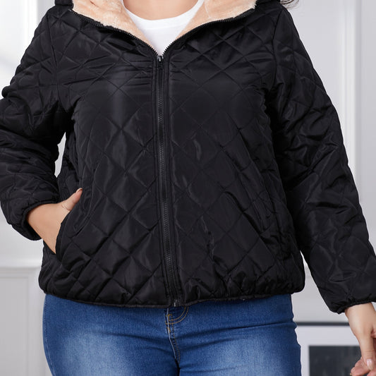 AS | Plus size barevná prošívaná bunda s kapucí