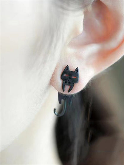 Lovely Cat & Fish Carved Earrings elevenforest