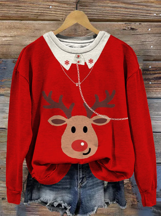 Comstylish Funny Christmas Inspired Pattern Print Vintage Cozy Sweatshirt