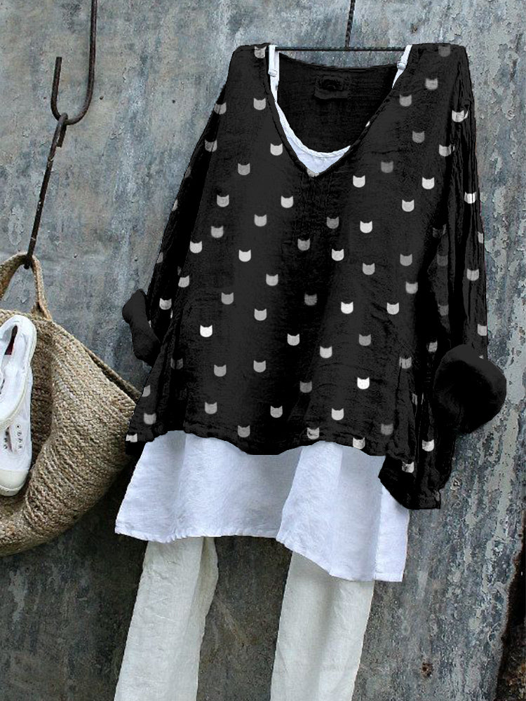 Cute Little Kitty Pattern Cozy Flowy Tunic elevenforest