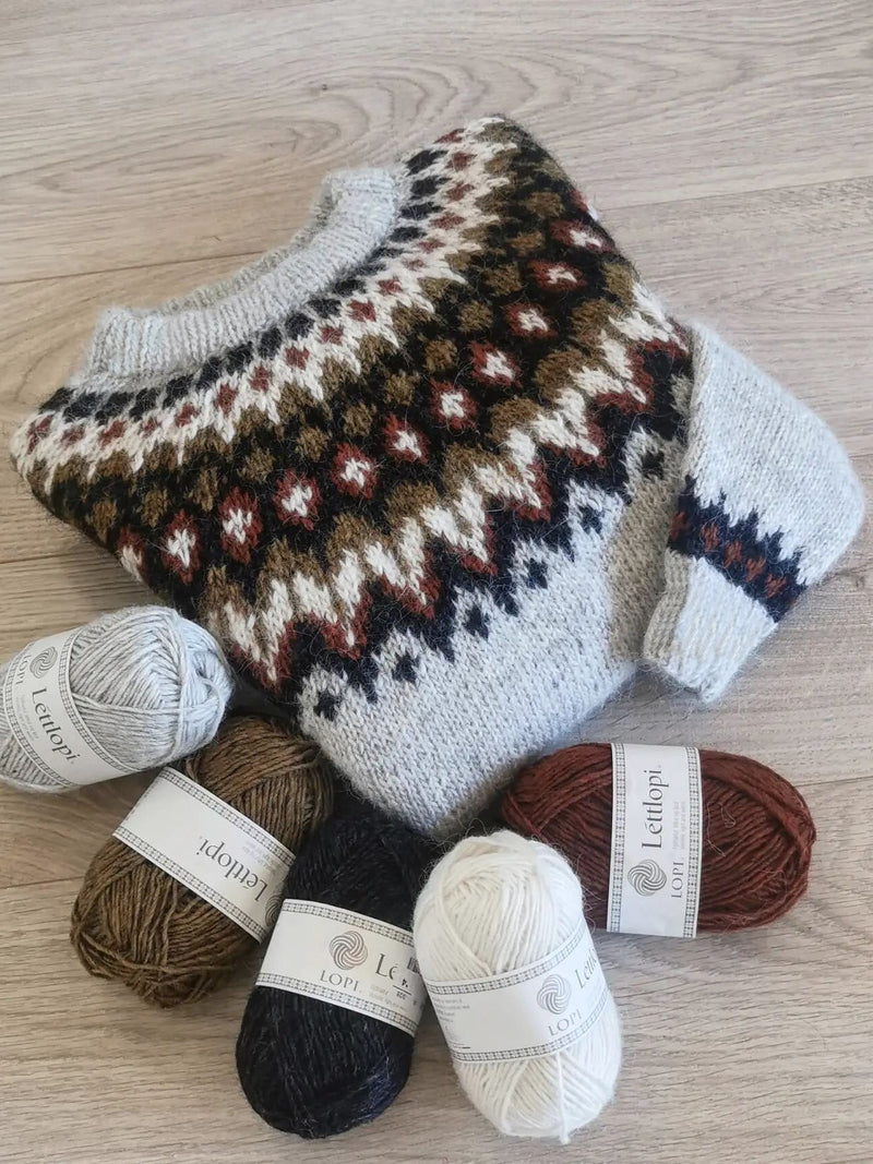 Svetr s kulatým výstřihem ze směsové vlny s geometrickým vzorem Fair Isle