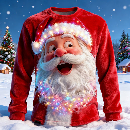Comstylish Christmas Santa Claus Pattern Art Cozy Crew Neck Sweatshirt