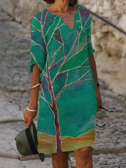 AS | Midi šaty s potiskem a výstřihem do V