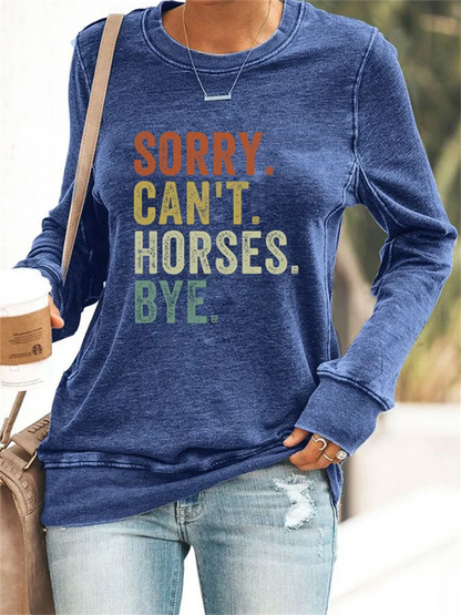 Comstylish Women's Sorry Can't Horses Bye Print Sweatshirt