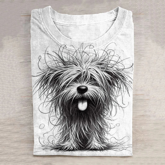 Comstylish Funny Cute Dog Art Print Casual Short Sleeve T-Shirt