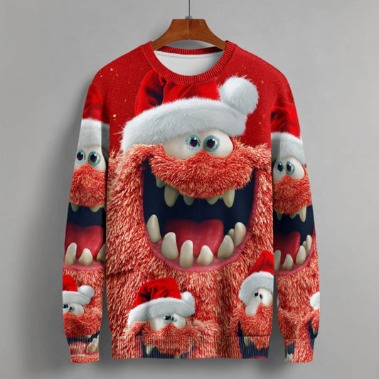 Comstylish Men's Fun Christmas Bear Crew Neck Long Sleeve Sweatshirt