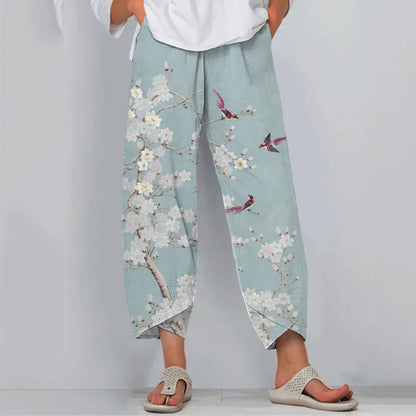 Comstylish Floral Print Loose Casual Pants