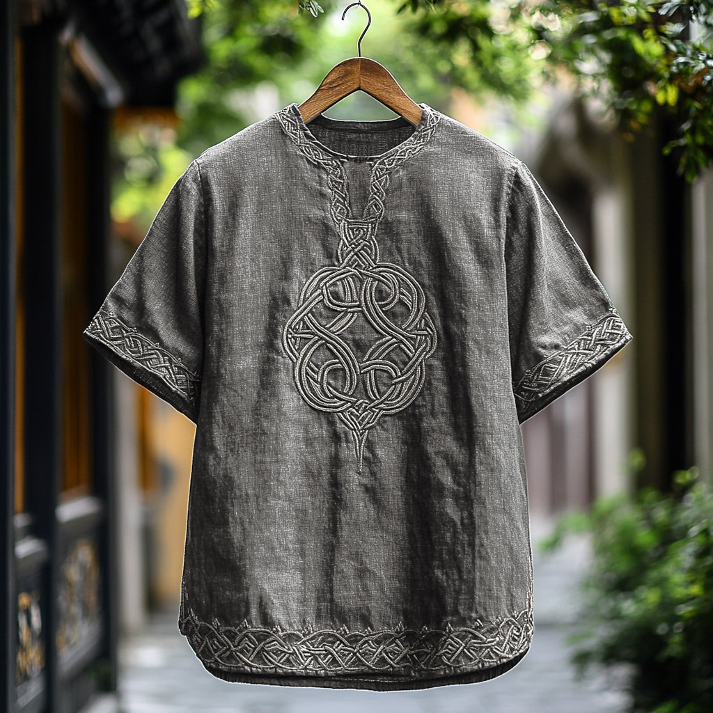 Men's Viking Celtic Knot Art Linen T-shirt artswardrobe