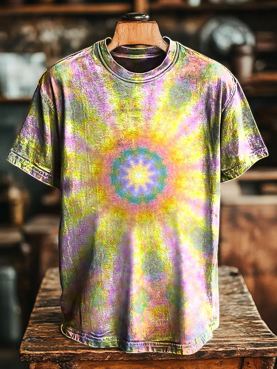 Kaleidoscope Colorful Vintage Art Print Casual T-shirt For Men And Wom