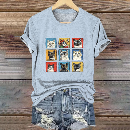 Pop Art Cat Andy Warhol Style Cat Meme T-shirt elevenforest