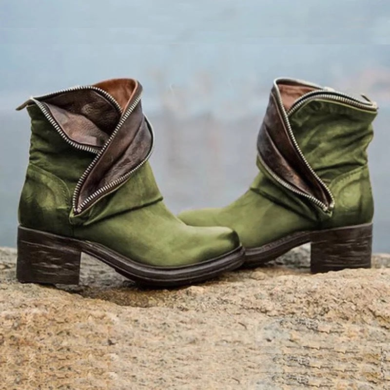 AS | Elegantní ohrnovací kotníčková obuv se zapínáním na zip