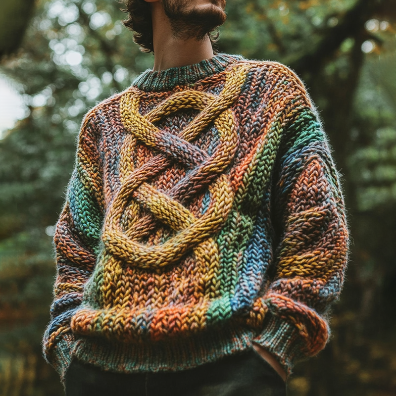 Men's Rainbow Irish Celtic Knotted Warmth Knit Jacquard Sweater elevenforest