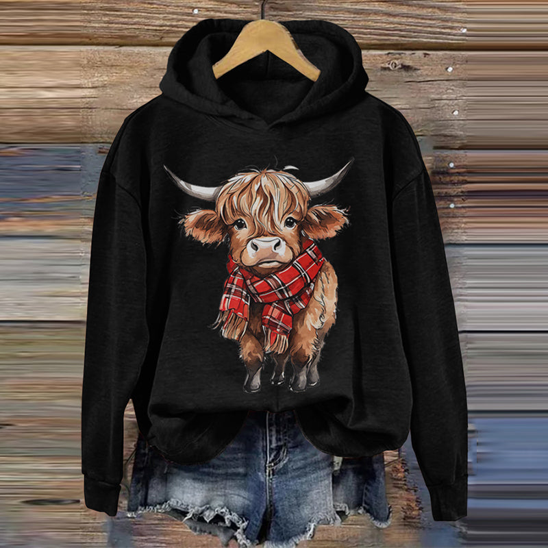 Comstylish Women's Cute Highland Cow Casual Hoodie