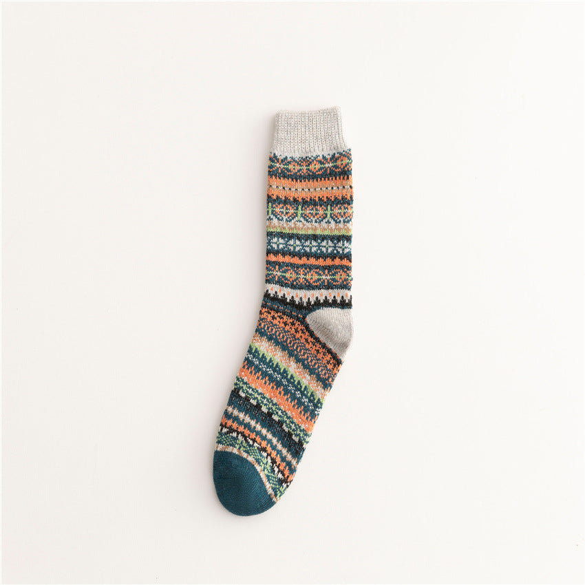 Soft Warm Retro Tribal Color Block Socks elevenforest