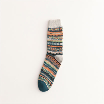 Soft Warm Retro Tribal Color Block Socks elevenforest