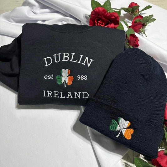 Comstylish Dublin Ireland Embroidery Cozy Sweatshirt
