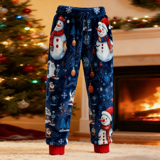 Comstylish Snowman Christmas Fun Pattern Women's Knitted Leggings