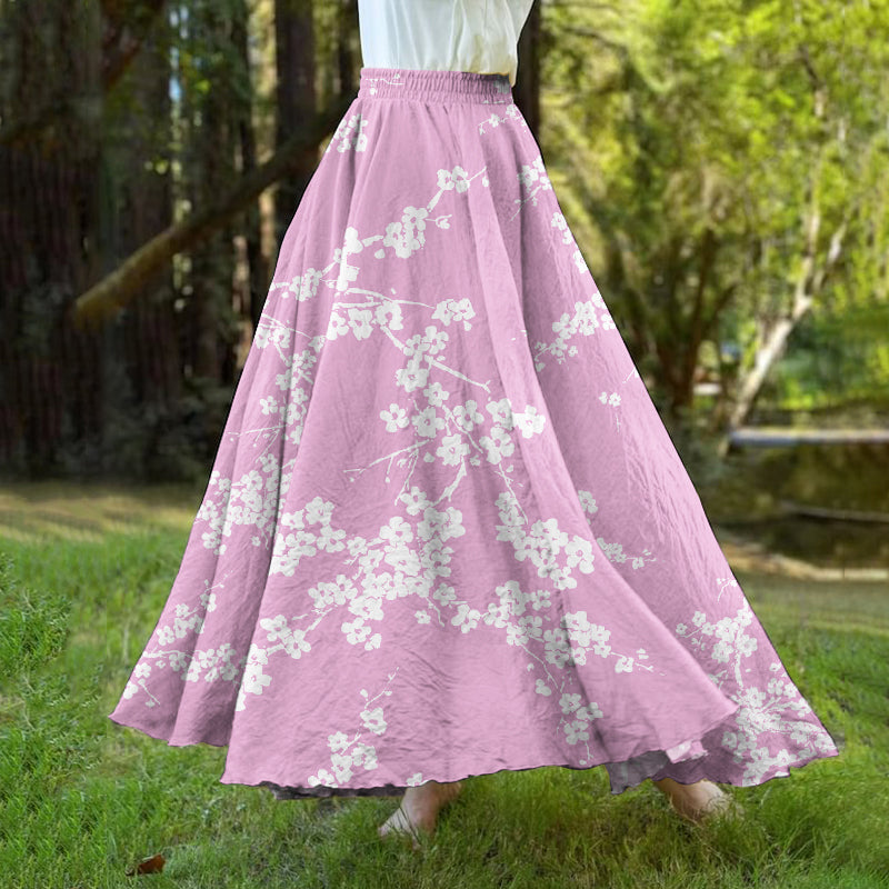 Comstylish Cherry Blossom Japanese Art A-Hem Skirt
