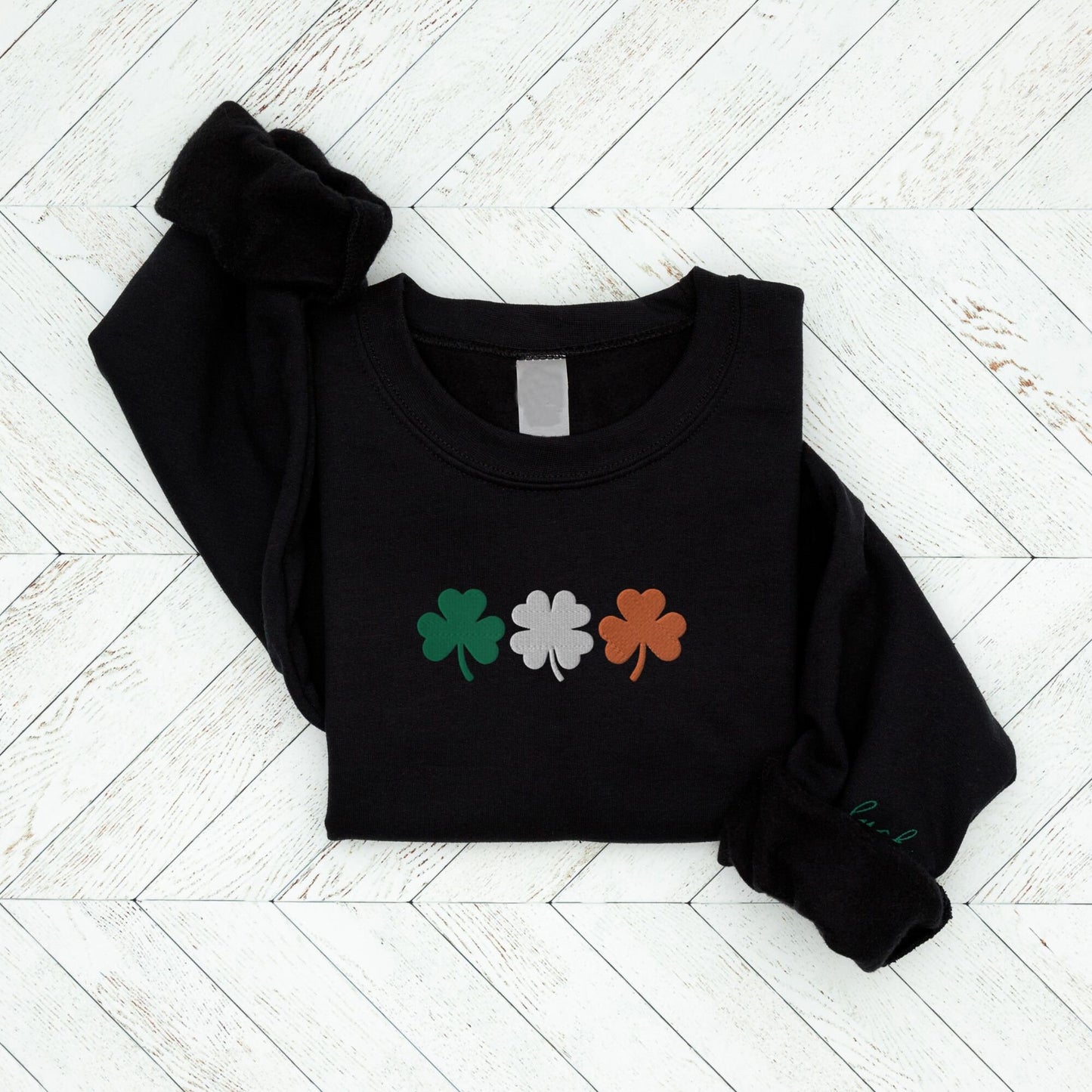Comstylish Irish St Patricks Lucky Embroidery Vintage Pattern Casual Sweatshirt