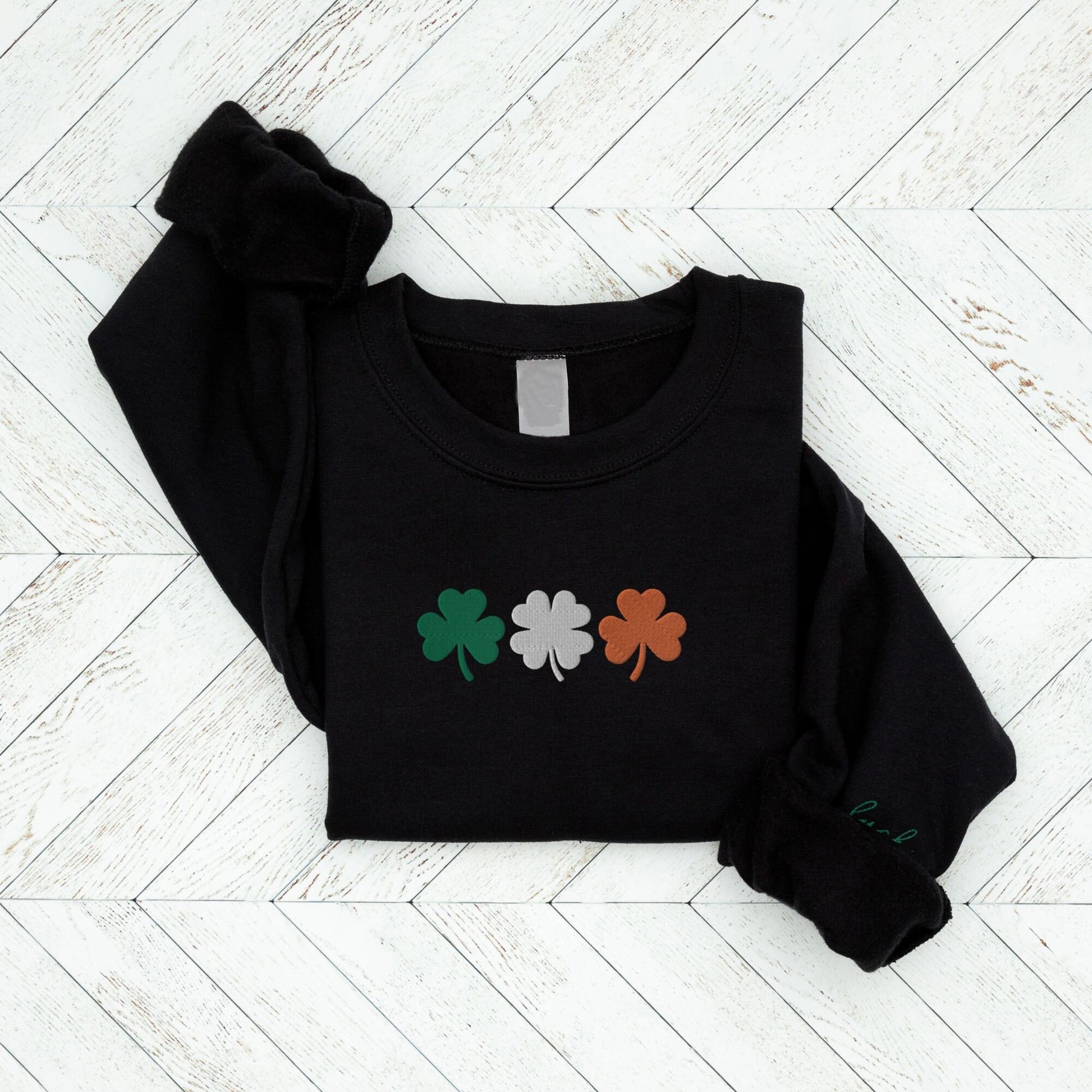 Comstylish Irish St Patricks Lucky Embroidery Vintage Pattern Casual Sweatshirt