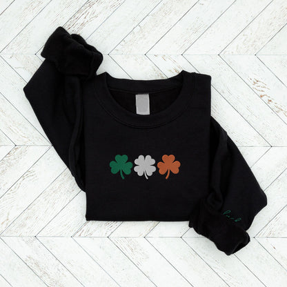 Comstylish Irish St Patricks Lucky Embroidery Vintage Pattern Casual Sweatshirt