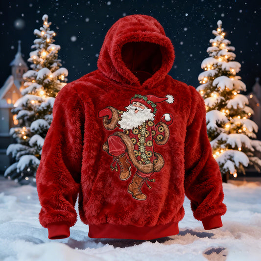 Comstylish Men's Viking Santa Claus Comfortable Plush Hoodie